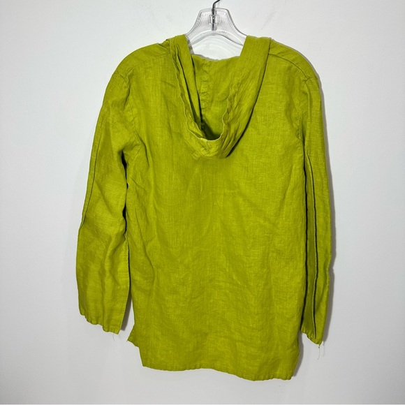 Liz and Jane Linen Lagenlook Chartreuse Hooded top medium - Picture 5 of 6
